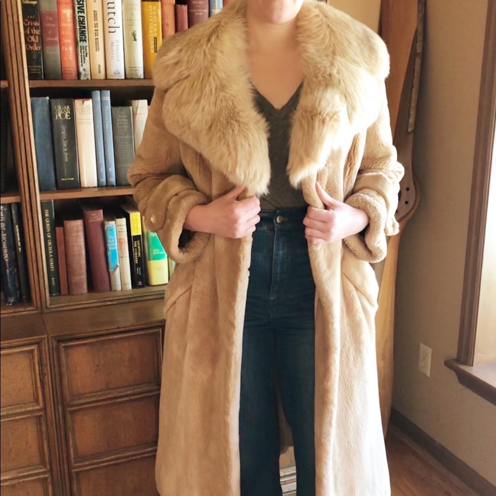 VTG 70s Carl W Herrmann Golden Beaver Trench Coat - Picture 3 of 8